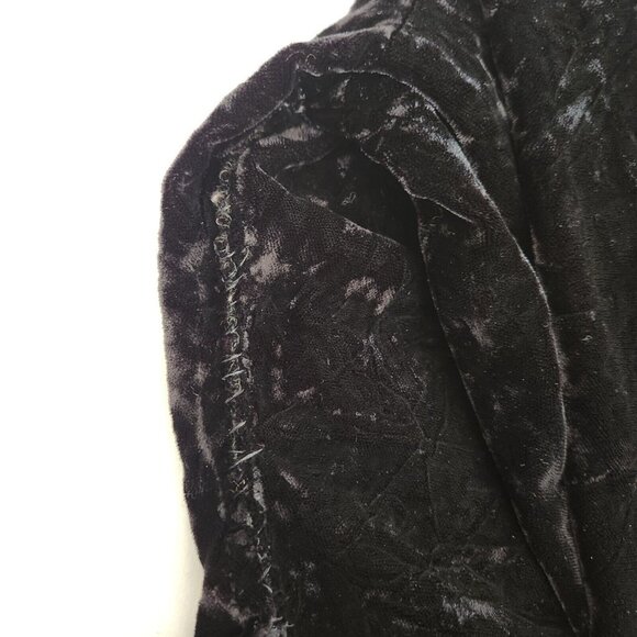 Vtg 80s Witchcore Black Velvet Dress 6 Drop Waist Ruffle Skirt Witchy Grunge - Picture 8 of 16
